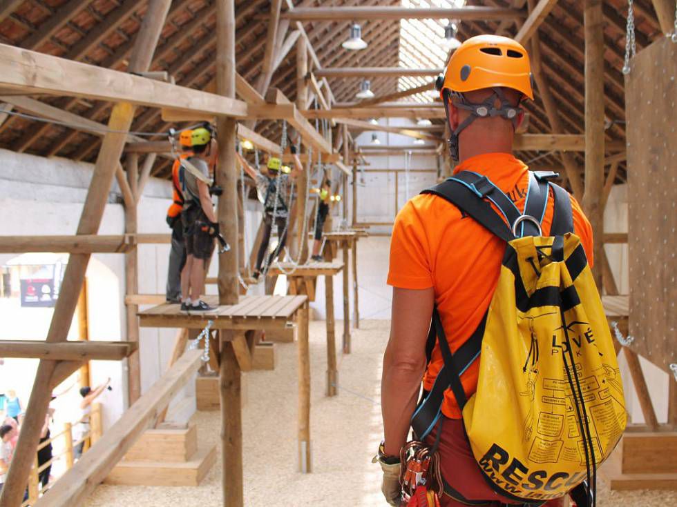 Rope course and climbing wall in Panský dvůr Telč